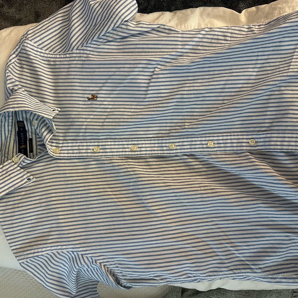 Ralph Lauren Blue and White Striped Shirt